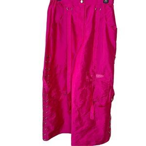 Yrufo Mecha D-Ring Unisex Wide Leg Pants Streetwear Hot pink Size Large